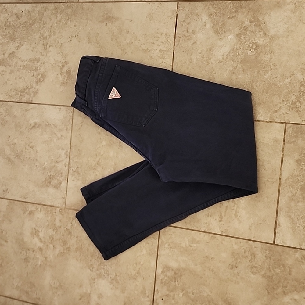 GUESS Jeans Women's  Deep BLUE Triangle Patch Made In USA. VINTAGE!